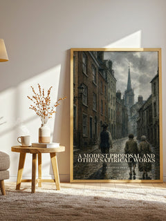 A Modest Proposal and Other Satirical Works watercolour print in frame leaning in hallway – satire wall art