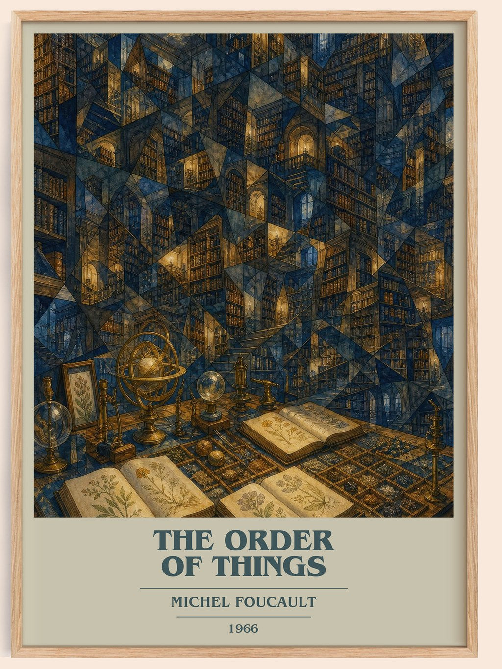 The Order of Things book cover book poster by Michel Foucault – framed literary art print
