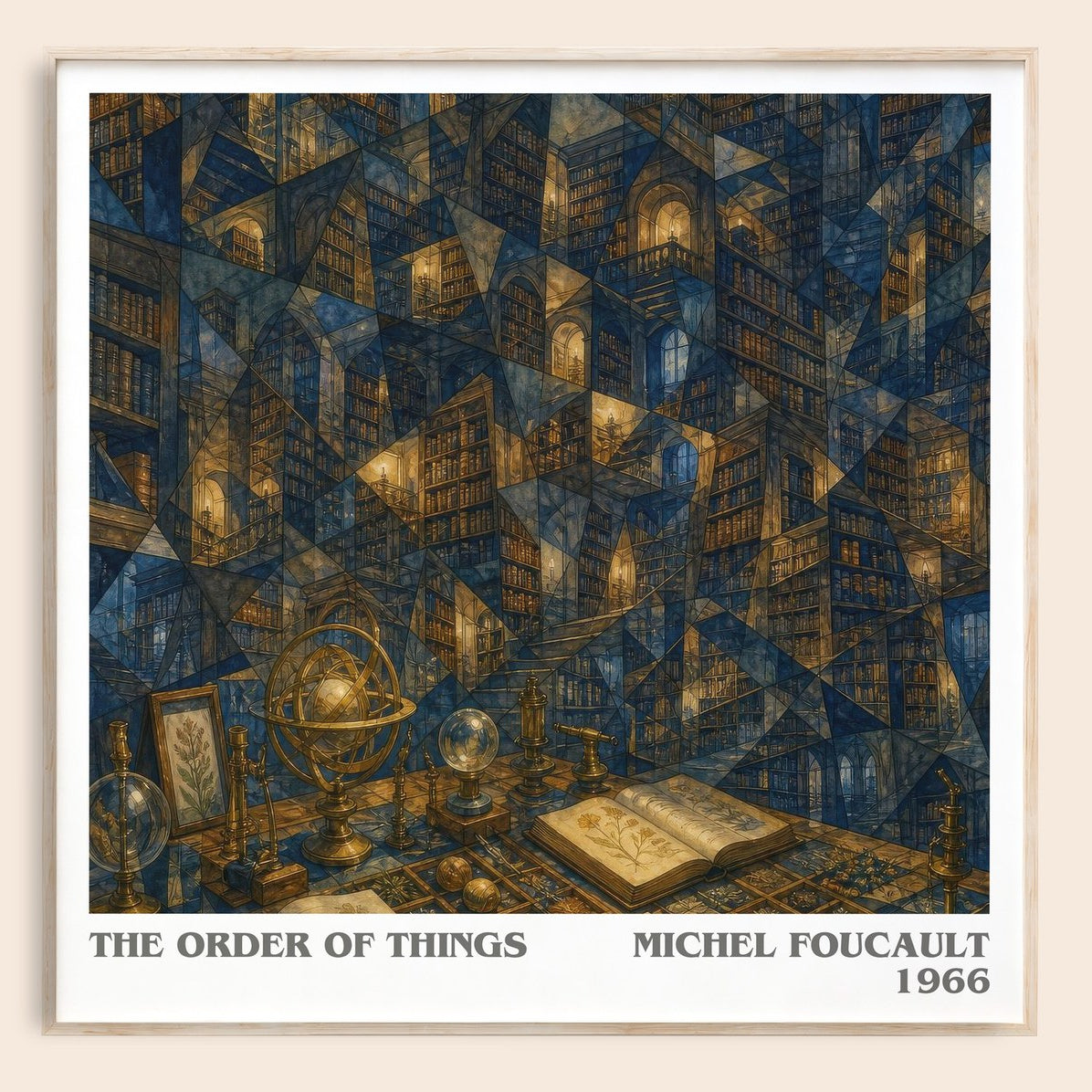 The Order of Things literary book poster by Michel Foucault – framed literary art print
