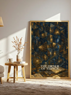 The Order of Things watercolour print in frame leaning in hallway – philosophy wall art