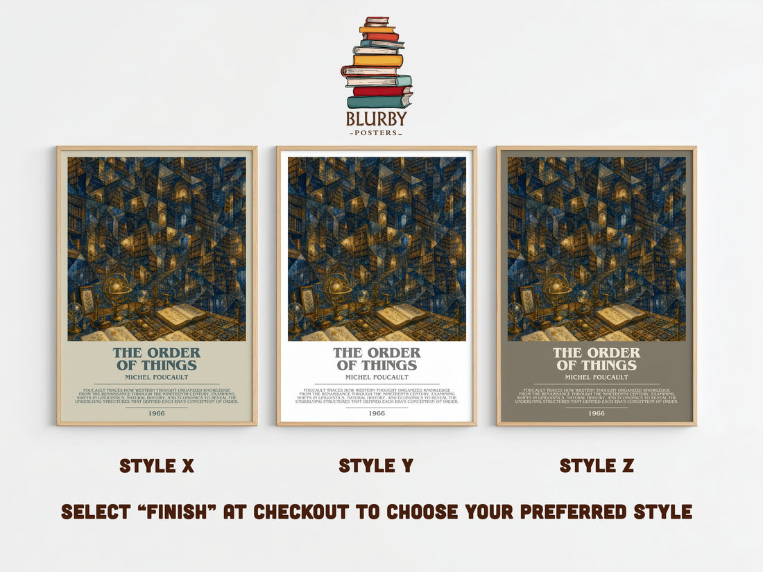 The Order of Things bookish print framed by window – literary home decor