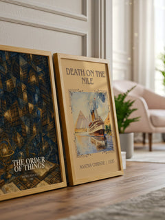 The Order of Things watercolour print framed by window – literary home decor