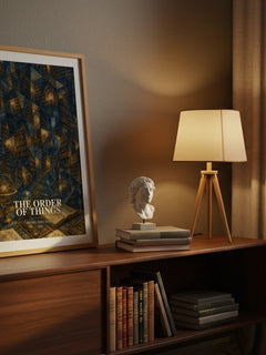 The Order of Things watercolour print on bookshelf – Michel Foucault fan gift