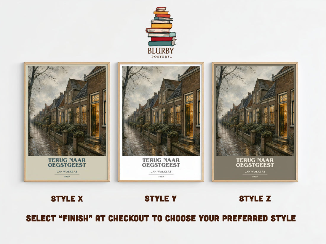 Terug naar Oegstgeest book cover print framed by window – literary home decor