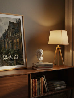 Terug naar Oegstgeest watercolour print on bookshelf – Jan Wolkers fan gift