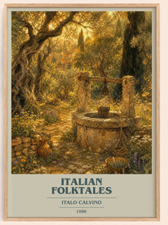 Italian Folktales book cover book poster by Italo Calvino – framed literary art print