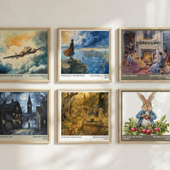 Italian Folktales literary print in frame leaning in hallway – __new__:mythology wall art