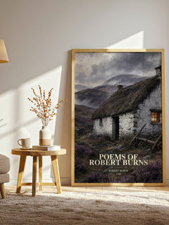 Poems Of Robert Burns watercolour print in frame leaning in hallway – poetry wall art