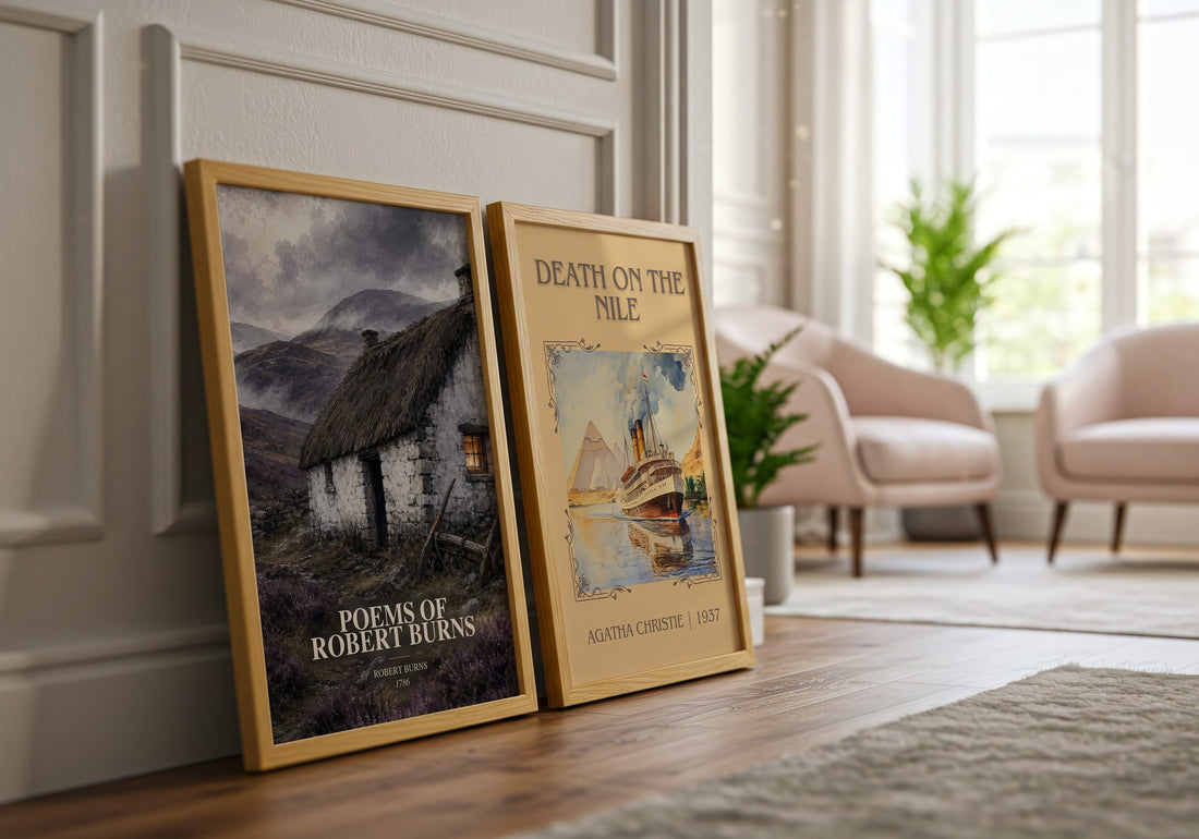 Poems Of Robert Burns watercolour print framed by window – literary home decor