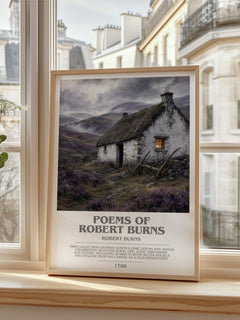 Poems Of Robert Burns bookish print in frame leaning in hallway – poetry wall art