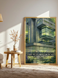 The Futurological Congress watercolour print in frame leaning in hallway – sci fi wall art