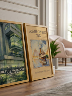 The Futurological Congress watercolour print framed by window – literary home decor