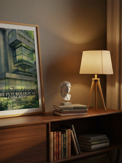The Futurological Congress watercolour print on bookshelf – Stanislaw Lem fan gift