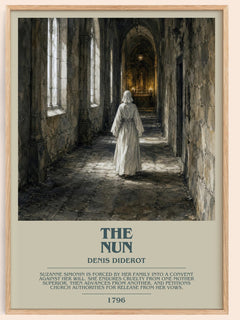 The Nun bookish book poster by Denis Diderot – framed literary art print