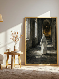 The Nun watercolour print in frame leaning in hallway – philosophy wall art