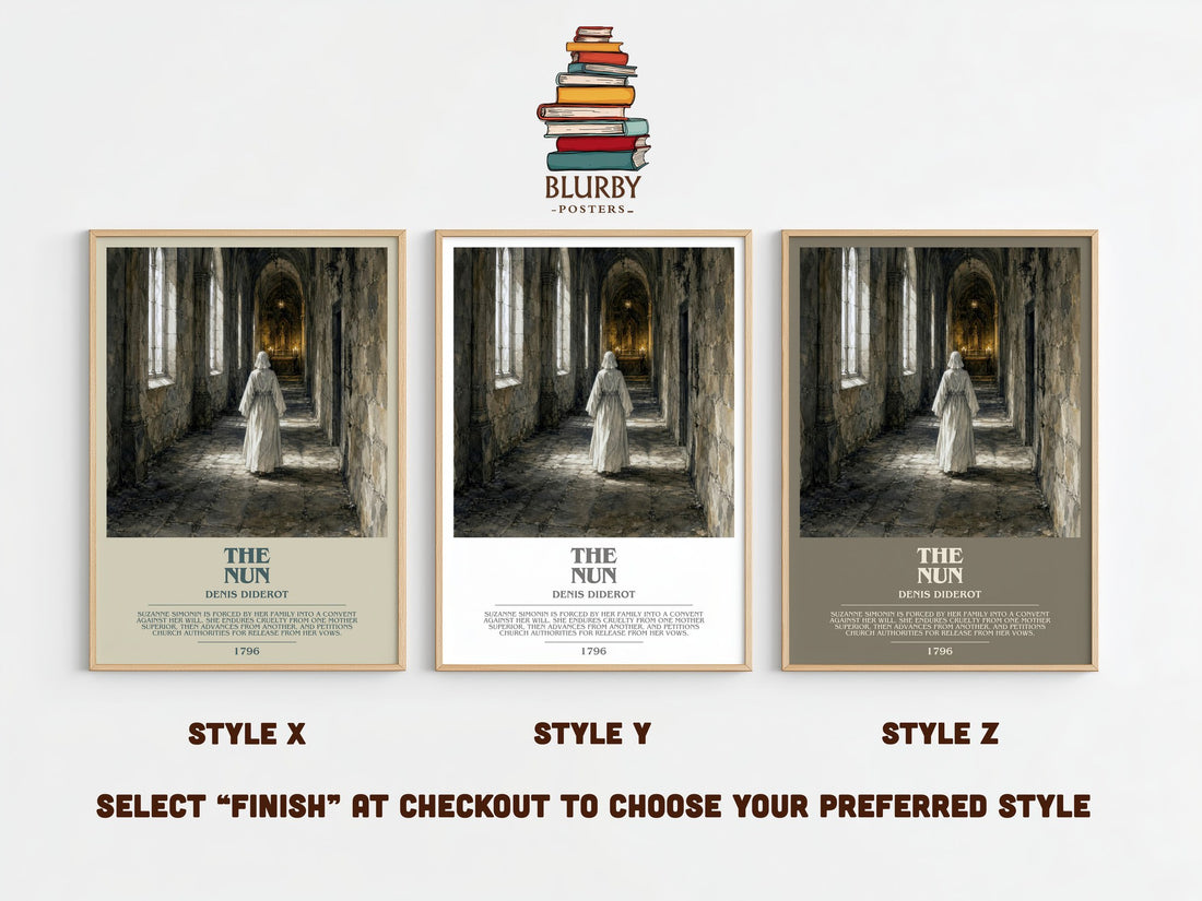 The Nun bookish print framed by window – literary home decor
