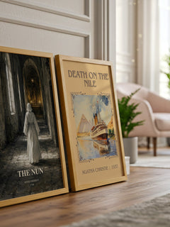 The Nun watercolour print framed by window – literary home decor