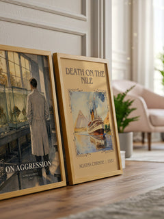 On Aggression watercolour print framed by window – literary home decor