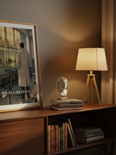 On Aggression watercolour print on bookshelf – Konrad Lorenz fan gift