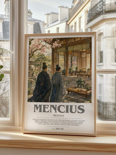 Mencius bookish print in frame leaning in hallway – philosophy wall art