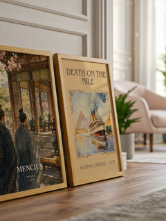 Mencius watercolour print framed by window – literary home decor