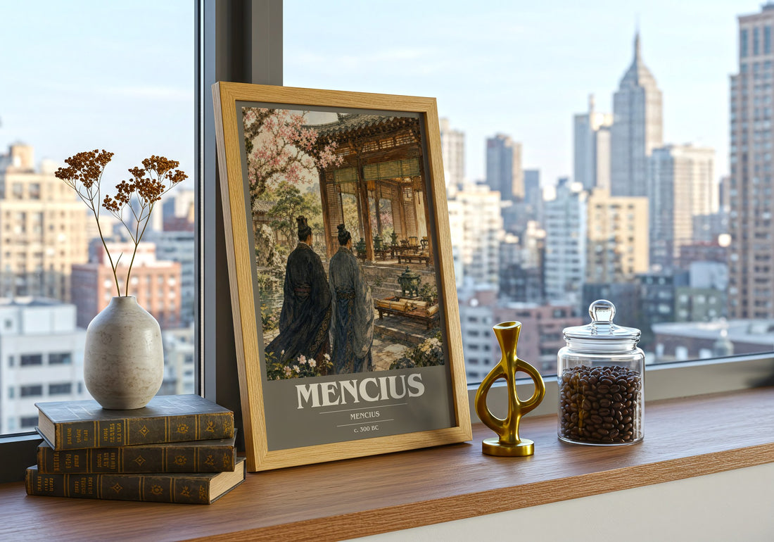 Mencius book cover poster colour and style options – Mencius book art