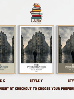 The Interrogation book cover print framed by window – literary home decor