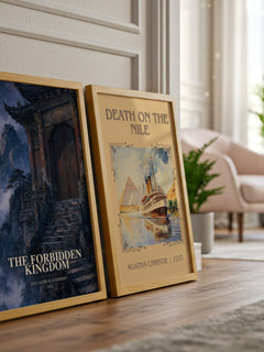 The Forbidden Kingdom watercolour print framed by window – literary home decor