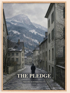 The Pledge watercolour book poster by Friedrich Dürrenmatt – framed literary art print