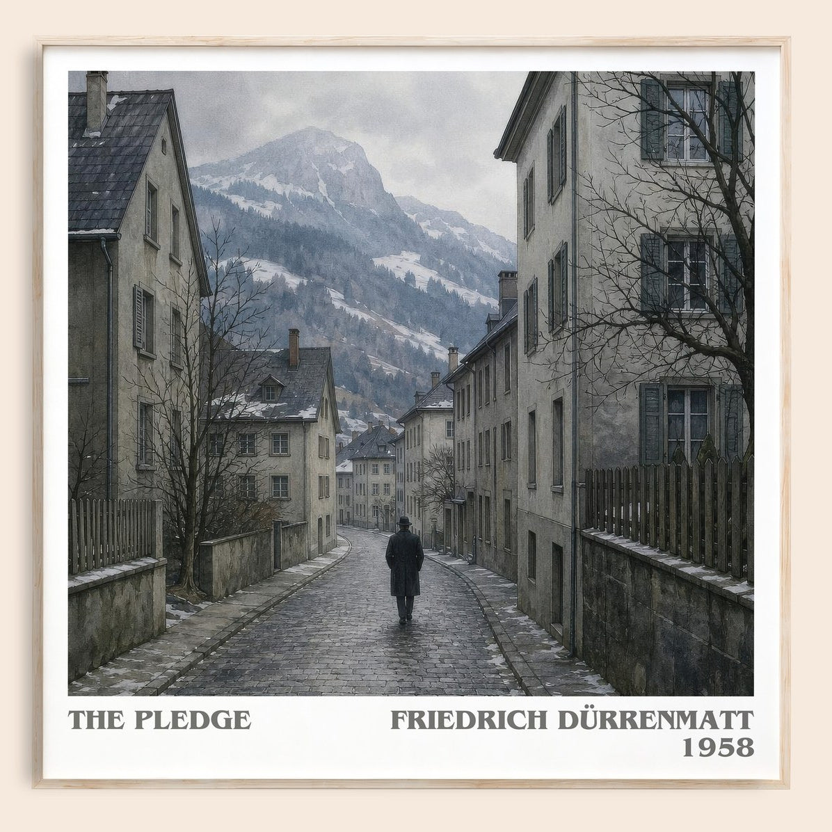 The Pledge literary book poster by Friedrich Dürrenmatt – framed literary art print