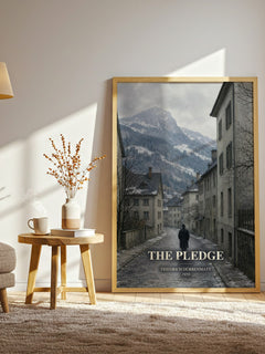 The Pledge watercolour print in frame leaning in hallway – crime wall art