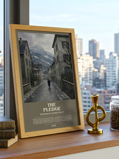The Pledge bookish poster colour and style options – Friedrich Dürrenmatt book art