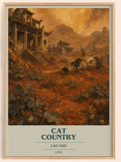 Cat Country book cover book poster by Lao She – framed literary art print