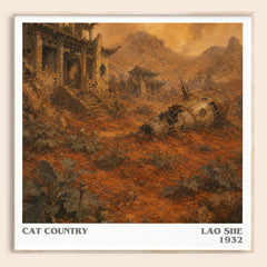 Cat Country literary book poster by Lao She – framed literary art print