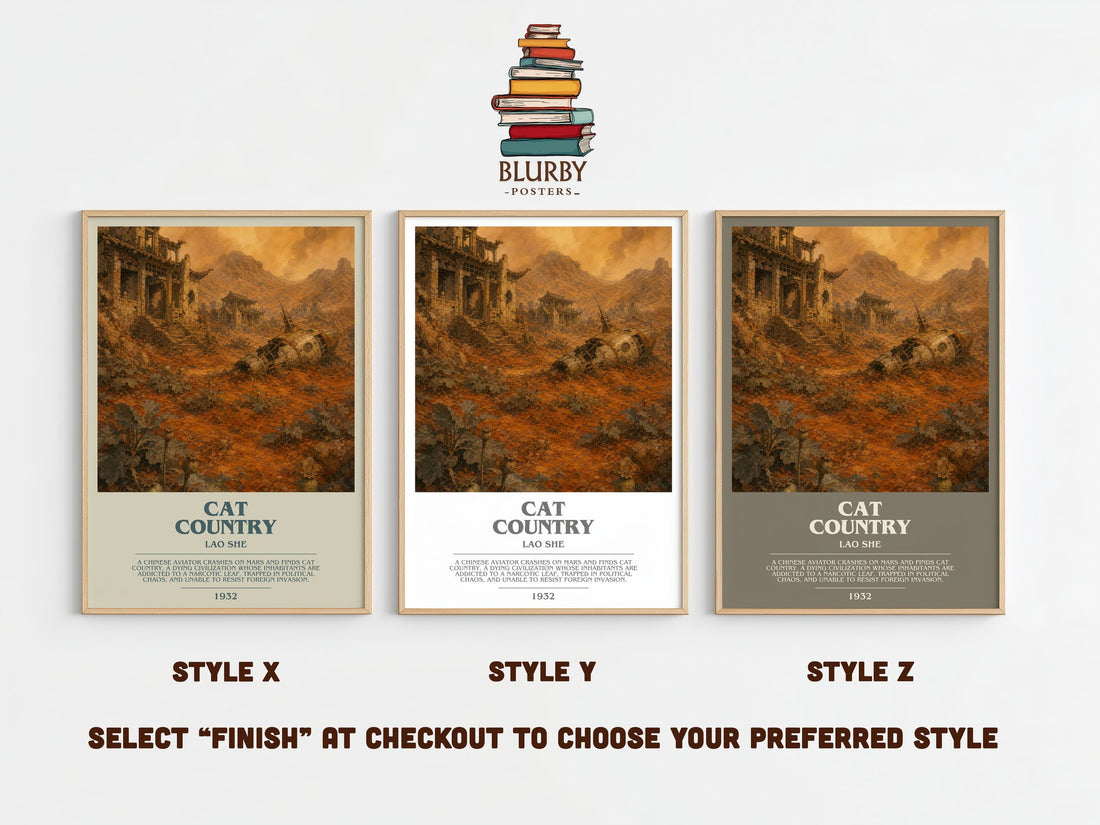 Cat Country bookish print framed by window – literary home decor