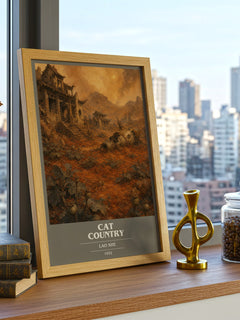 Cat Country book cover poster colour and style options – Lao She book art