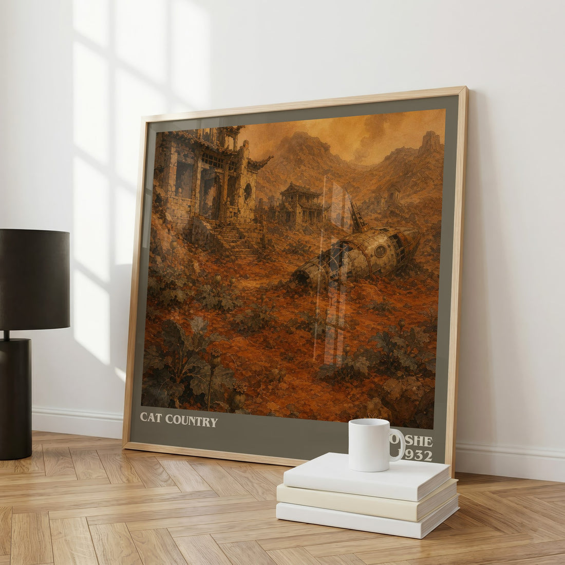 Cat Country literary art print colour and style options – Lao She book art