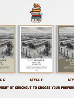 The Hunger Angel bookish print framed by window – literary home decor