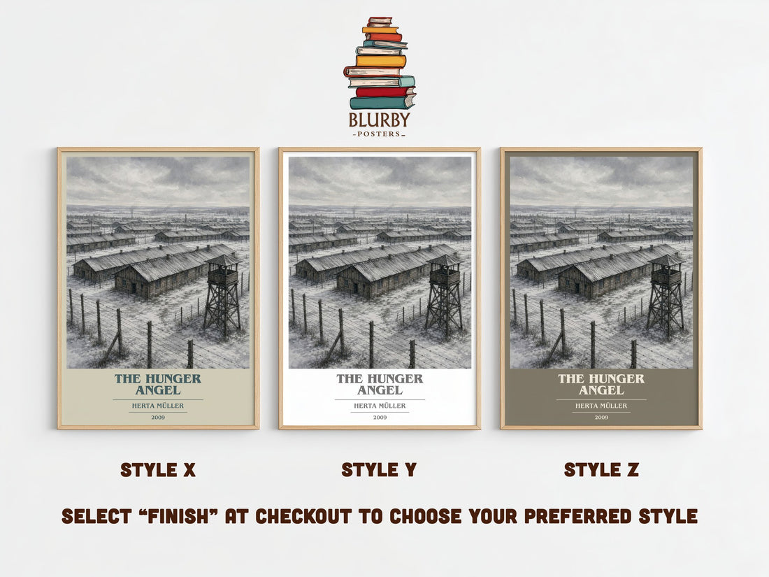 The Hunger Angel book cover print framed by window – literary home decor