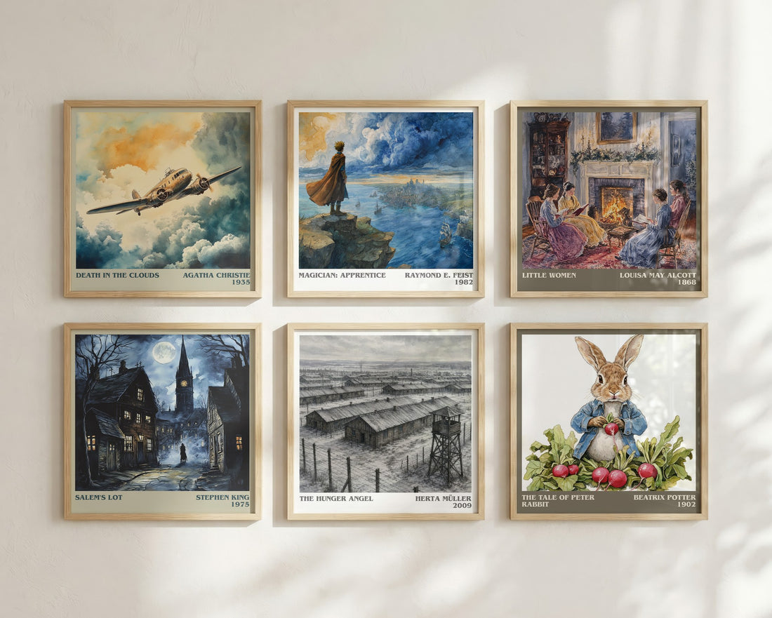 The Hunger Angel literary print in frame leaning in hallway – literary fiction wall art