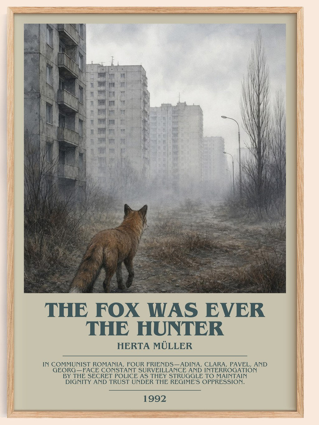 The Fox Was Ever The Hunter bookish book poster by Herta Müller – framed literary art print