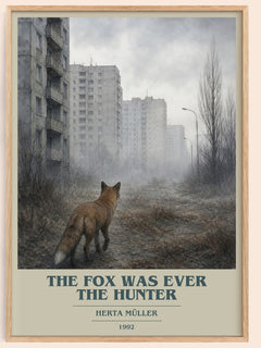 The Fox Was Ever The Hunter book cover book poster by Herta Müller – framed literary art print