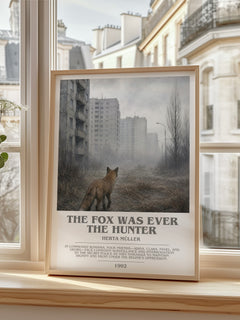 The Fox Was Ever The Hunter bookish print in frame leaning in hallway – literary fiction wall art