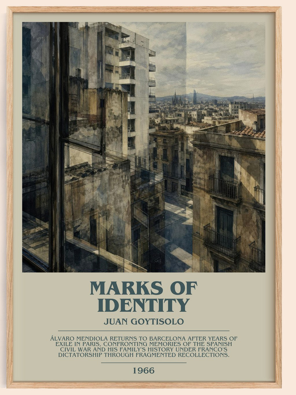 Marks of Identity bookish book poster by Juan Goytisolo – framed literary art print