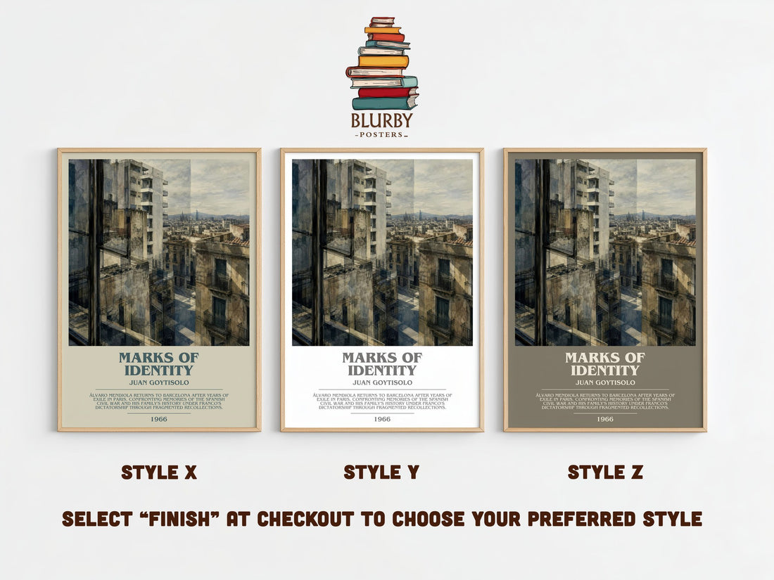 Marks of Identity bookish print framed by window – literary home decor