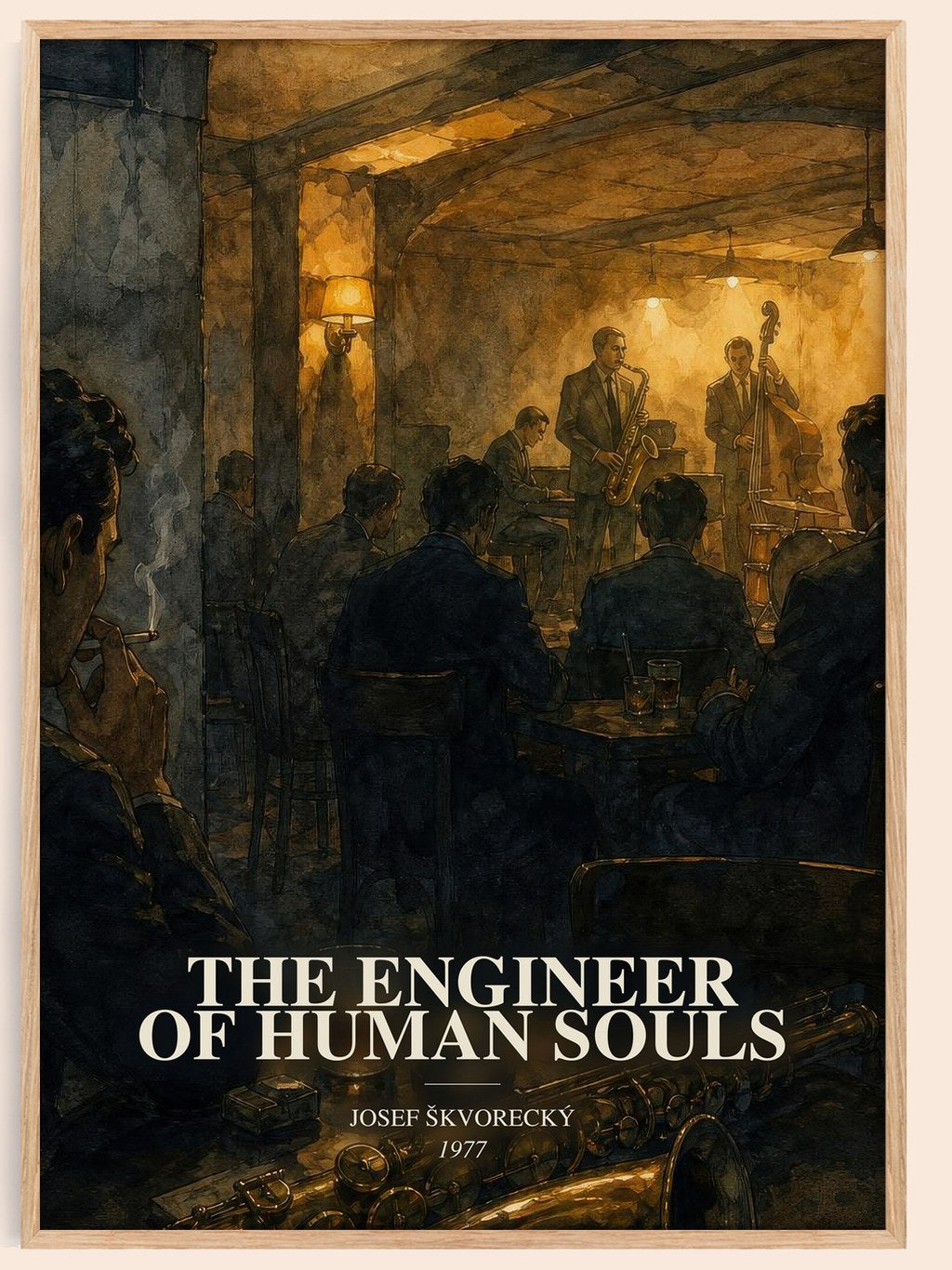 The Engineer of Human Souls watercolour book poster by Josef Škvorecký – framed literary art print