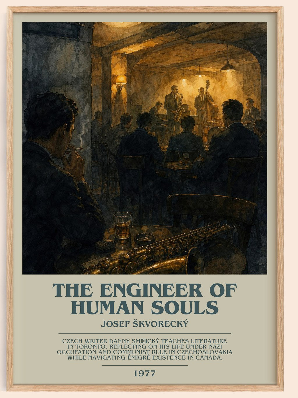 The Engineer of Human Souls bookish book poster by Josef Škvorecký – framed literary art print
