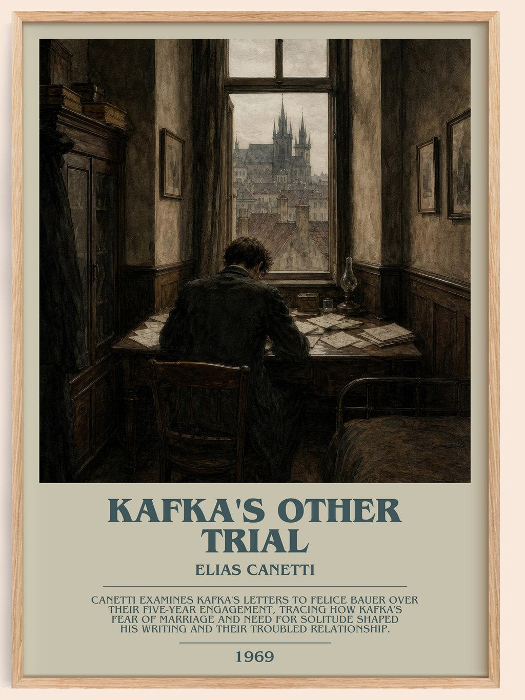 Kafka's Other Trial bookish book poster by Elias Canetti – framed literary art print