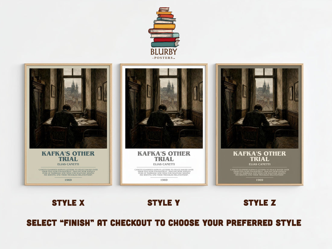 Kafka's Other Trial bookish print framed by window – literary home decor