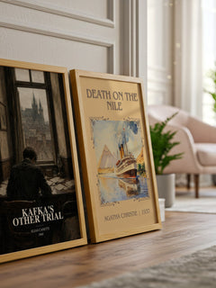 Kafka's Other Trial watercolour print framed by window – literary home decor
